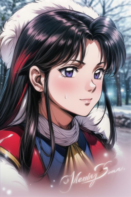 1girl Setsun4 solo long hair,  black hair very long hair purple eyes multicolored hair armor (fur trim) (medium body),<lora:EMS-179-EMS:0.800000>,<lora:EMS-293862-EMS:0.800000> bow, hair_bow, hair_tubes, red_bow, brown_hair, long_hair, bangs, ascot, frilled_bow, yellow_ascot, blush, smile, hair_between_eyes, athletic, (masterpiece:1.1), (best quality:1.1), 1girl, Real light and shadow, anime face, 4k, 8k, wallpaper,epic, detail texture, black hair, (blue eyes:1.5), ((((black hair:1.35, medium hair)))),intricate eyes,beautiful detailed eyes,symmetrical eyes,big eyes:1.5,(((lustrous skin:1.5,bright skin: 1.5,skin tanned,shiny skin,very shiny skin,shiny body,plastic glitter skin,exaggerated shiny skin,illuminated skin))),(detailed body,(detailed face)), cute, erotic,daring, (((medieval man armor,adventurer man armor,winter coat))),(((intricate outfit,intricate clothes, ushanka, embroidered outfit,ornate outfit,embroidered clothes,ornate armor))), (dynamic pose:1.0),happy,smile,(centered,scale to fit dimensions,Rule of thirds), ((snowy pine forest at night)), with dark stormy clouds,winter,scenery:1.25, full body, highres,sharp focus,(ultra detailed,extremely detailed),(photorealistic artwork:1.37),(extremely detailed CG unity 8k wallpaper),(((vibrant colors,vibrant theme))),(intricate),(masterpiece),(best quality),