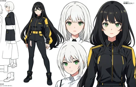 charturnerv2, pencil, draw, multiple lines, 1girl, face only, black hair, tied hair, green eyes, black jeans,battle suit, same outfit, concept-art, full body, detail_face, line_sketch, official art, official alternate costume, costume details, detail character, 4_side, original, 8K GC, massive detail, multiple views of the same character, no background, only detail character, technical illustration, multiple views,masterpiece,best quality, different expressions,