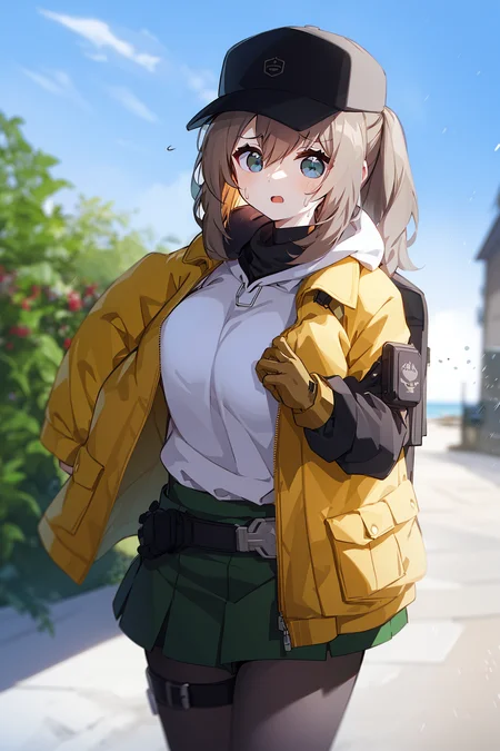 1girl,unparalleled masterpiece, mature female, ((thick thighs, huge chest, mature, adult))

girls'_frontline, dima_(girls'_frontline), aningay, 1girl, baseball_cap, black_headwear, blue_eyes, blush, brown_hair, cropped_legs, gloves, green_gloves, green_shirt, green_skirt, grey_pantyhose, hair_between_eyes, hat, jacket, long_hair, long_sleeves, looking_at_viewer, looking_back, open_mouth, pantyhose, shirt, skindentation, skirt, solo, sweat, yellow_jacket

 <lora:dimaGirlsFrontline_10:0.6>