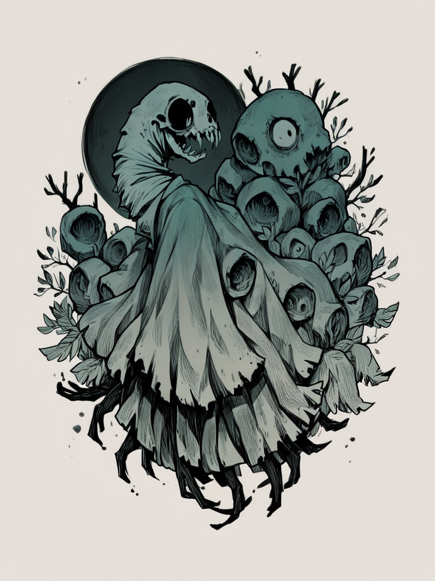 score_9, score_8_up, score_7_up, score_6_up, score_5_up, score_4_up, <lora:cr33pyXLP:0.8> cr33py, bones, spooky, creepy