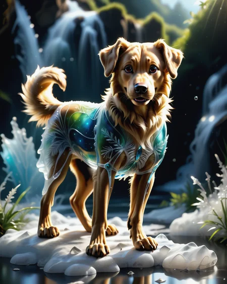 score_9, score_8_up, score_7_up, intricate details, rating_safe,
<lora:BioIceCrystalsPONY:1>, 1boy(made out of Jed-Blmicry, bioluminiscence, translucent,
golden retriever,
full body, looking at the viewer, solo, smiling), detailed background, depth of field, subsurface scattering,
<lora:ral-chrosc-clr:0.3>, ral-chrosc-clr,
<lora:xl_more_art-full_v1:0.3>,
<lora:add-detail-xl:0.3>