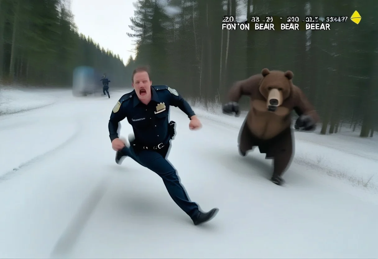 score_9, score_8_up, score_7_up, BREAK
police bodycam footage, first person, low quality camera, low resolution, poor quality footage, motion blur, scan lines, fake screenshot, fisheye lens, english text, low quality broadcast footage, BREAK,
(police officer running from huge grizzly bear:1.6), forest