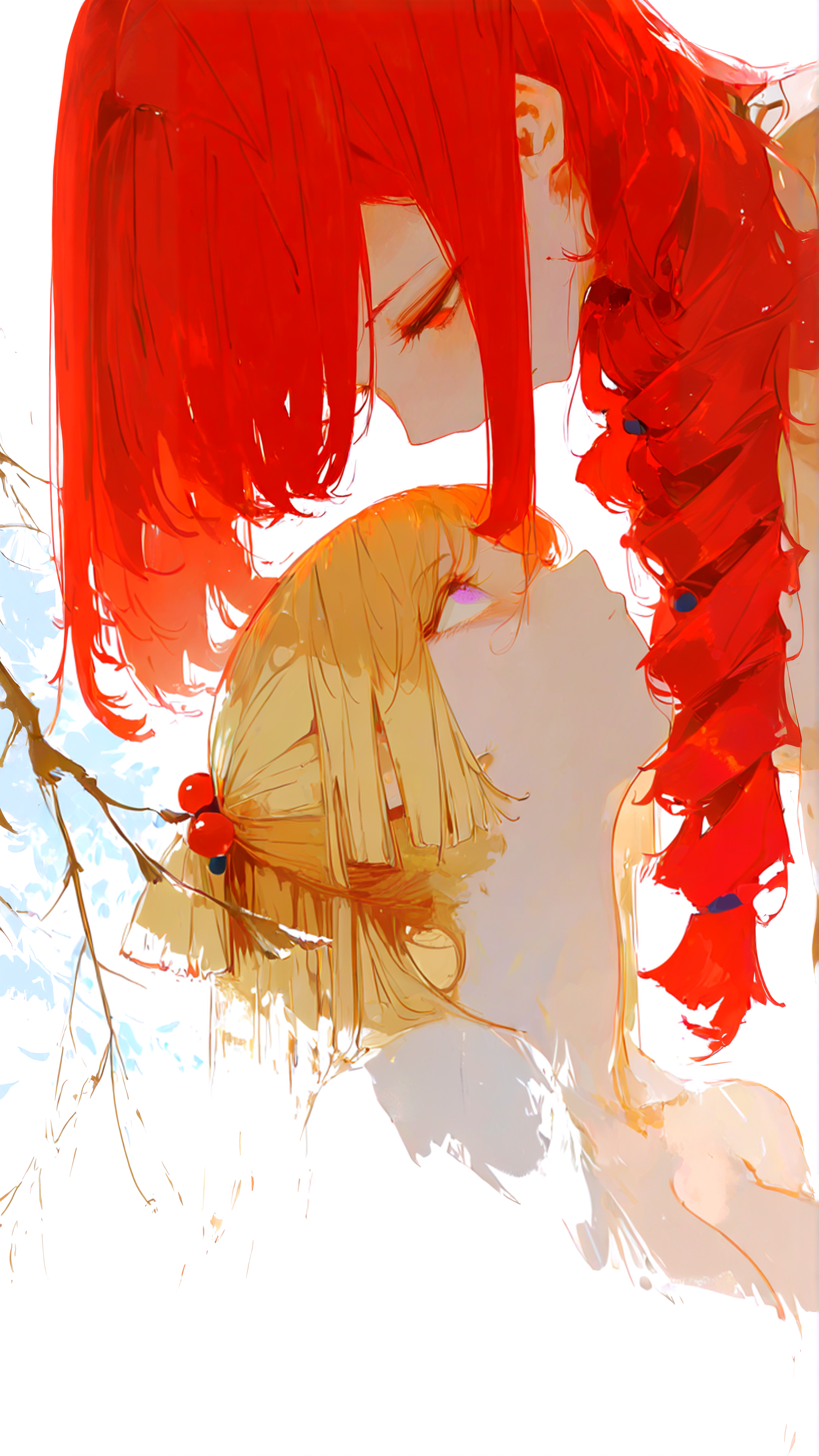 masterpiece, newest,absurdres,incredibly absurdres, best quality, amazing quality, very aesthetic, 2koma,
1girl,branch, convenient breasts, drill hair, red hair, hair beads, looking down, looking up,
 <lora:0__11Xx:1> 0__11Xx_illu   <lora:OTZZK2Rpbm8rZzAxNTgra3VtYWgrbnl0ZQ==-illustriousXL_v01_V1-CAME:1> OTZZK  <lora:USNR_STYLE_ILL_V1_lokr3:1> usnr