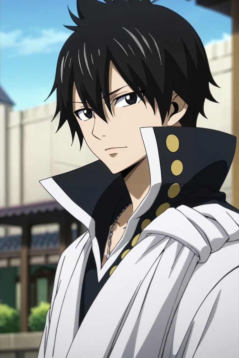 score_9, score_8_up, score_7_up, , rating_safe, intricate details, anime screencap, anime coloring, , looking at viewer, depth of field, 1boy, solo, male focus, <lora:zeref_fairy_tail_pony:0.9>, zeref_fairy_tail, black hair, black eyes, hair between eyes, , , <lora:sdxl_lightning_8step_lora:1>