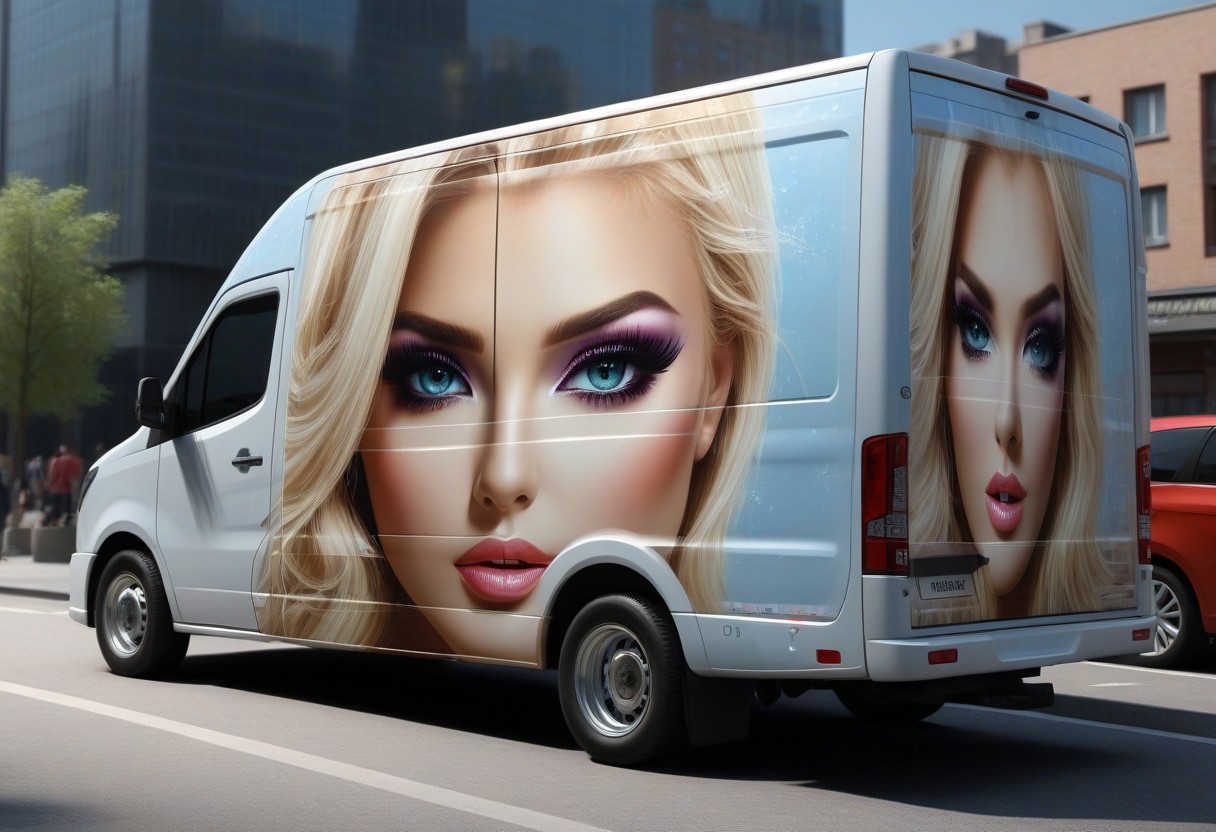 truck, parked, city, score_9, score_8_up, score_7_up, score_6_up, score_5_up, score_4_up, UHD, 8K, masterpiece, detailed, ultra_high_resolution, lots of detail, OverallDetailXL, detailxl, lapping car,print car,painted car style, vehicle focus, picture of female face on the truck, blonde heretic.