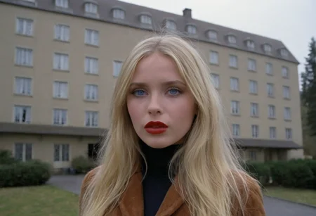 (EuroBabe, CineShining, blonde, blue eyes, outdoors, Overlook Hotel, makeup, lipstick)