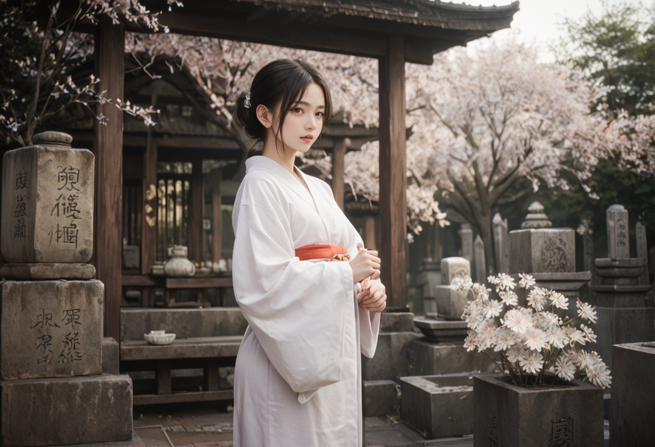 ,ruanyi1440,stone lantern,
1girl,white kimono,<lora:1440 tombstone_v1_pony:1>, score_9,score_8_up,score_7_up,,8k,solo,,