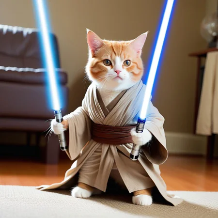 Envision a jedi cat