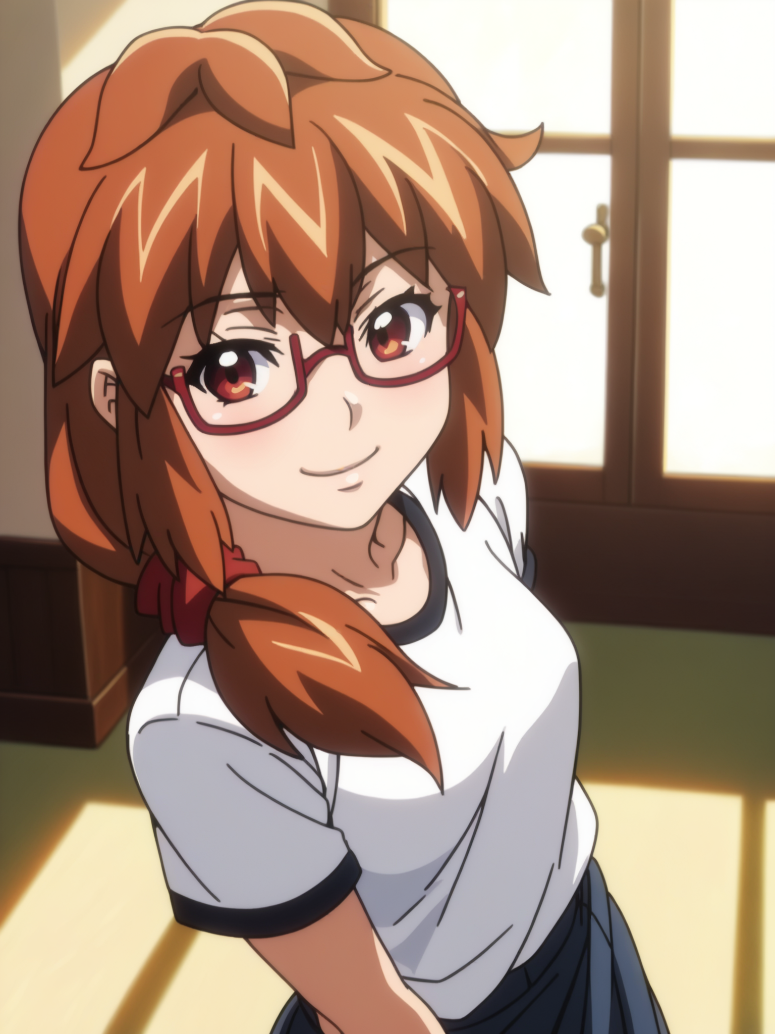 <lora:happy_tentacle-kyoukarin-v0.1-000010:0.9>, ht_kyoukarin, glasses, (red eyes, brown hair:0.7) , smile, , indoors, living room cowboy shot, 1girl, (petite:1.2), solo focus, (looking at viewer:1.1), backlighting, (depth of field:0.8), from above, score_9, score_8_up, score_7_up, score_6_up, score_5_up, score_4_up