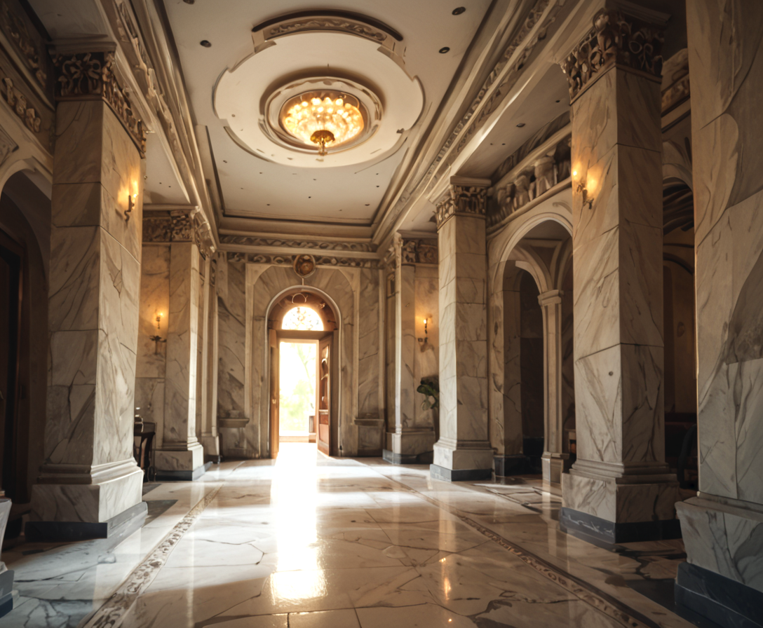 score_9, score_8_up, score_7_up, 
<lora:Authoritarian_Interior_(Architecture)_(Pony)_(AD):0.8> Authoritarian Interior, interior design, architecture, limestone, marble, wood, plaster, coffered ceiling, 8K, In'ei, chiaroscuro, volumetric lighting, perfect depth of field shot, 8K CGI render, beautiful, subsurface scattering, photographic realism, asymmetric viewpoint, off center perspective, art by Thomas Kinkade, hotel lobby, elevators, BREAK zPDXL, <lora:wowifierXL:0.2> art by mooncryptowow <lora:sdxl_lightning_8step_lora:0.4> <lora:detailed_notrigger:0.5>