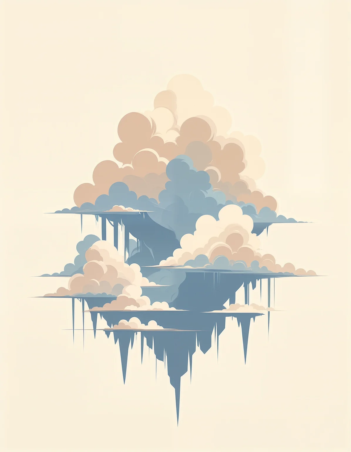 minimalistic, flat color, no lineart, vast flat landscape, epic clouds
