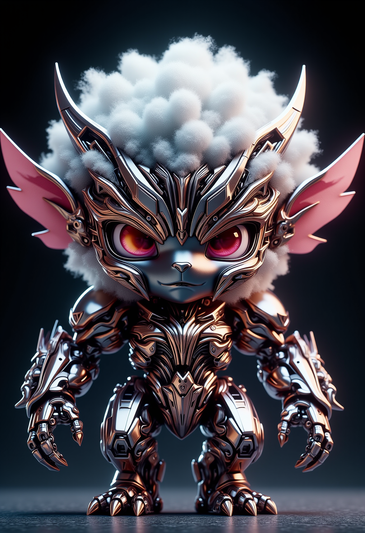 cube fluffy chibi of biomechanical origins, evil eyes, corrupted D&D style, fantasy, digital art, studio lighting, intricate details, artistic, close-up, <lora:Dever_Flux_Enhancer:0.5> <lora:dvr-transformers-flux:0.8>, dynamic composition, intense, luxurious, great composition, shiny, perfect background, pure