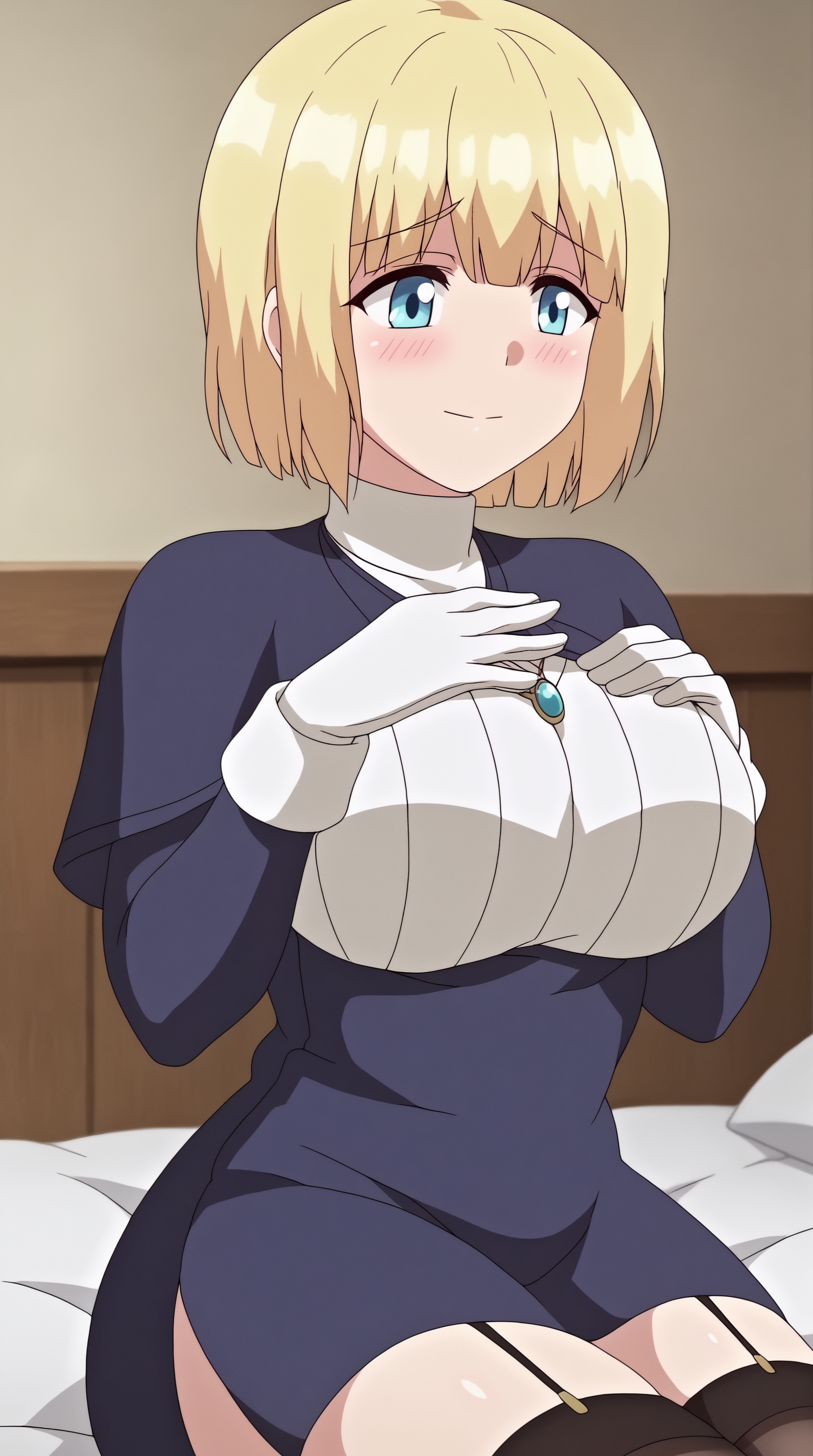 score_9, score_8_up, score_7_up,anime_source, source_anime, best background, detailed background, anime screencap, 4k, upscale,  Tianne Rutheim, Main Outfit, solo, blush, smile, closed mouth, sitting, hand on own chest  <lora:JN_Tianne_Rutheim_Pony:0.8>