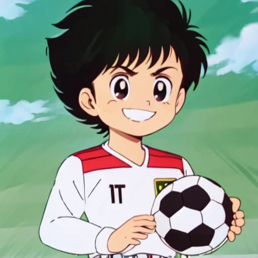 {{{{{m{{{{{masterpiece}}}}}} {{{{{high indicrated details}}}}} , soccer boy,green  soccer trikot, , best quality, anime, simple background, look in camera, 8 K, High Quality, cheeky smile
 <lora:Gregor_Kickers:1>Gregor, Kickers, Black Hair