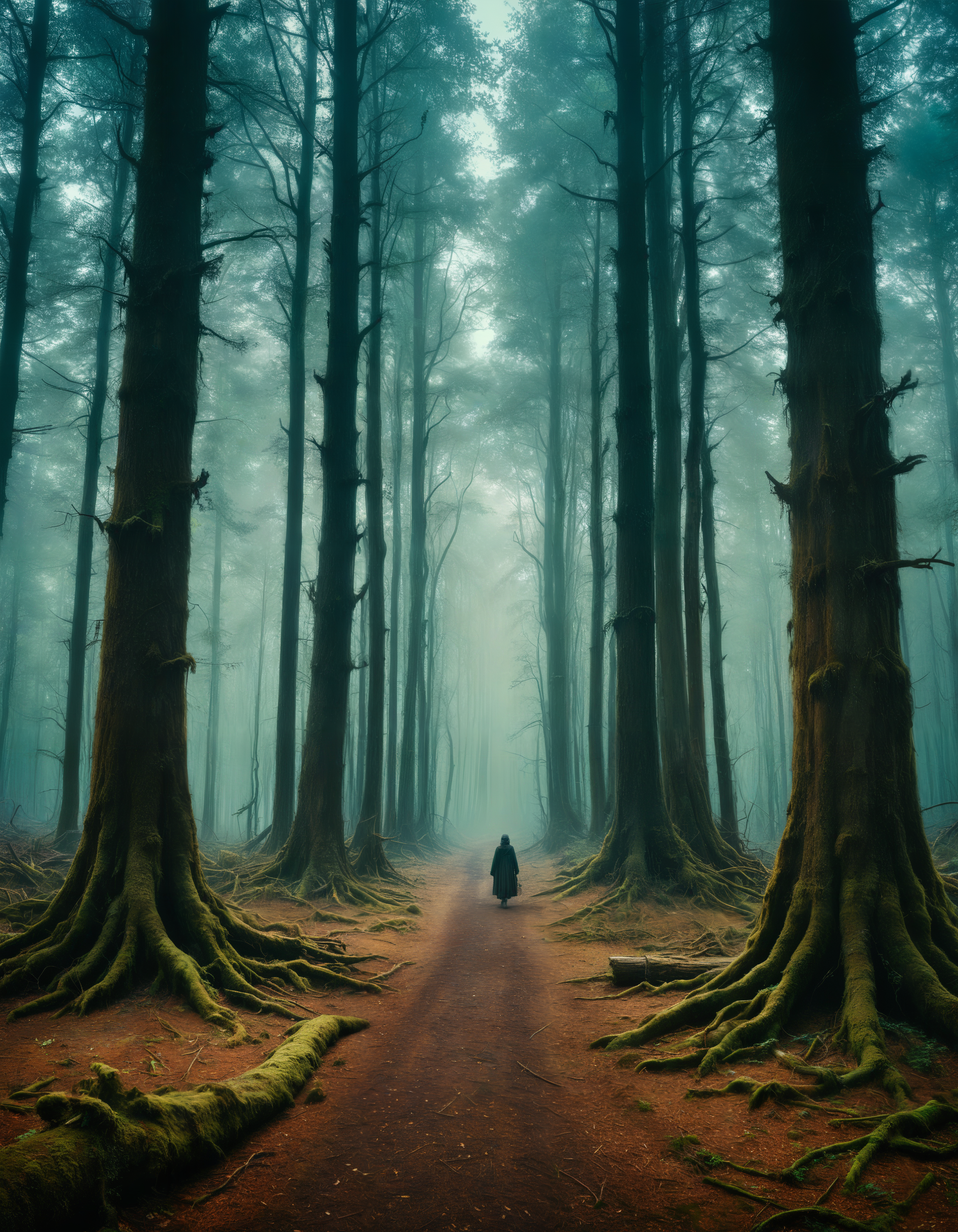 by Alex Timmermans and Franck Tacito, hyper realistic full view photo of  a (haunted forest with a dark past:1.1),  (ephemeral , heavenly , superb , twotoned , masterful:1.4), bold lines, hyper detailed, award winning, limited color palette, high contrast, depth of field, (intricate details, masterpiece, best quality:1.4)
dramatic cinematic lighting, film grain, looking at viewer, dynamic pose, wide angle panoramic view,
<lora:add-detail-xl:0.5> <lora:xl_more_art-full_v1:0.5> <lora:looking_at_viewer:2>