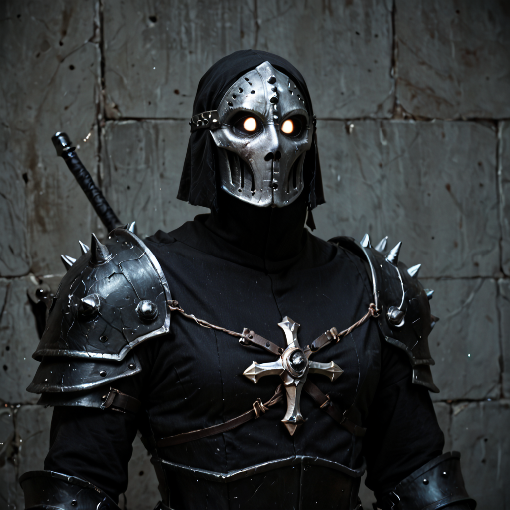 score_9, score_8_up, score_7_up, score_6_up, score_5_up, score_4_up, rating_safe,source_photo,source photo,a dark knight with spiked black armor and a helmet holding a black energy sword in a gloomy castle ,gothic horror, <lora:PonyrealX2:1>