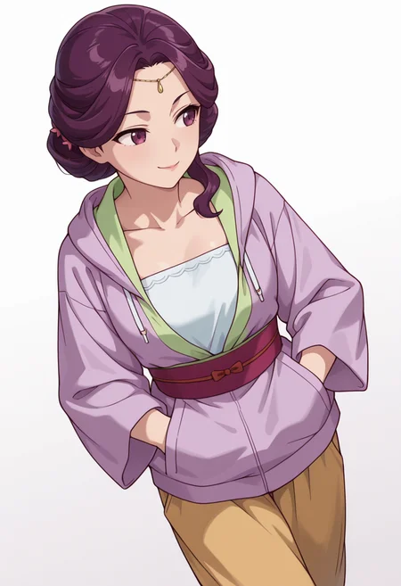 Smooth Quality,masterpiece,very intricate, high quality details, ultra realistic, high detailed skin,detailed enviorement,absurdres,
partially undressed,
<lora:Yinghua_CNR:0.8> yinghuacnr, purple hair, purple eyes,, simple background, white background, dynamic angle,
walking, one hand in pocket, looking aside, casual, confident, ,rape face,, yukata, ,hoodie, ,loose pants, ,