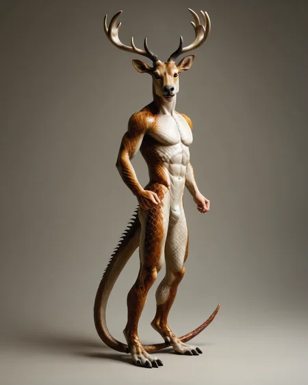 score_9, score_8_up, score_7_up, intricate details, rating_safe,
<lora:SnakeSkinStyle:0.7>,
1boy(solo,
anthro furry, elk with Jed-snkskn, snakeskin,
full body, looking at the viewer, solo, happy), detailed background, depth of field, subsurface scattering,
<lora:ral-chrosc-clr:0.5>, ral-chrosc-clr,
<lora:xl_more_art-full_v1:0.3>,
<lora:add-detail-xl:0.3>
