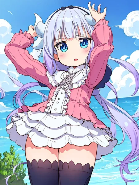 kanna, dragon_girl,, original,(illustration:1.1),(best quality),(masterpiece:1.1),(beautiful and clear background:1.25),(extremely detailed CG unity 8k wallpaper:1.1), (colorful:0.9),(depth of field:0.75),( ink splashing:0.95),(color splashing:0.85),(watercolor:0.65),
\\
(cowboy shot:1.4),blue (school uniform:1.4),
1girl, bangs, :d, brown hair, blue_eyes, dress, earrings,looking_at_viewer, neck_ribbon, long hair, smile,
\\
classroom, indoor, sunny, detailed blue sky,
<lora:kannaKamui_v1:0.8>