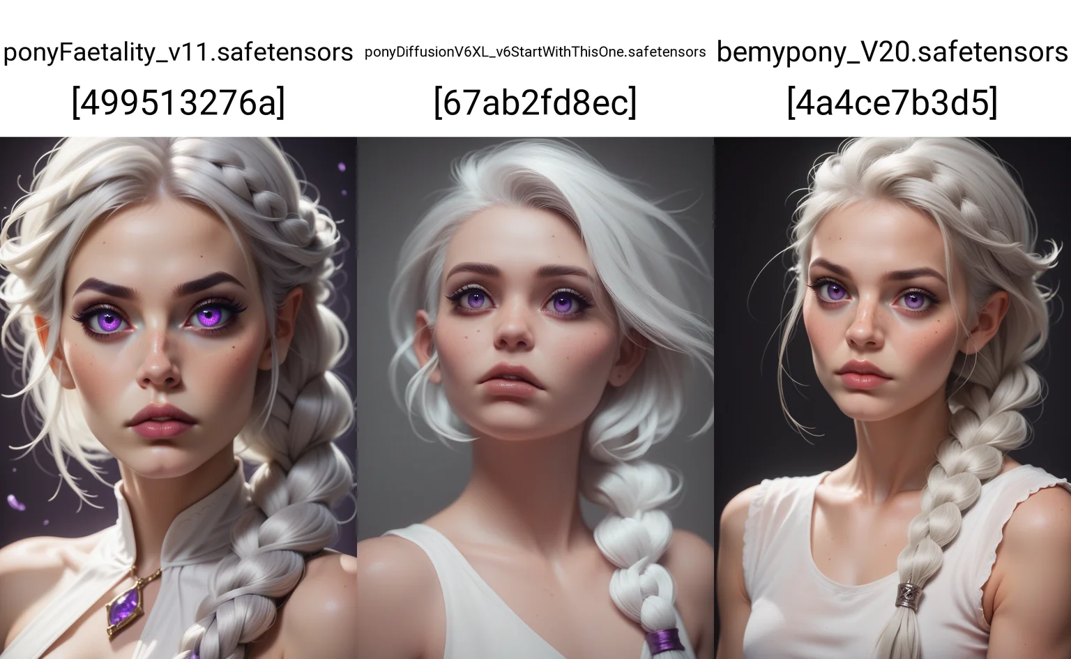 score_9, score_8_up, score_7_up, 1girl, solo, <lora:Dark_Violet_Pony_v0.1:0.5> d4rkv10l3t, white hair, single braid, purple eyes,