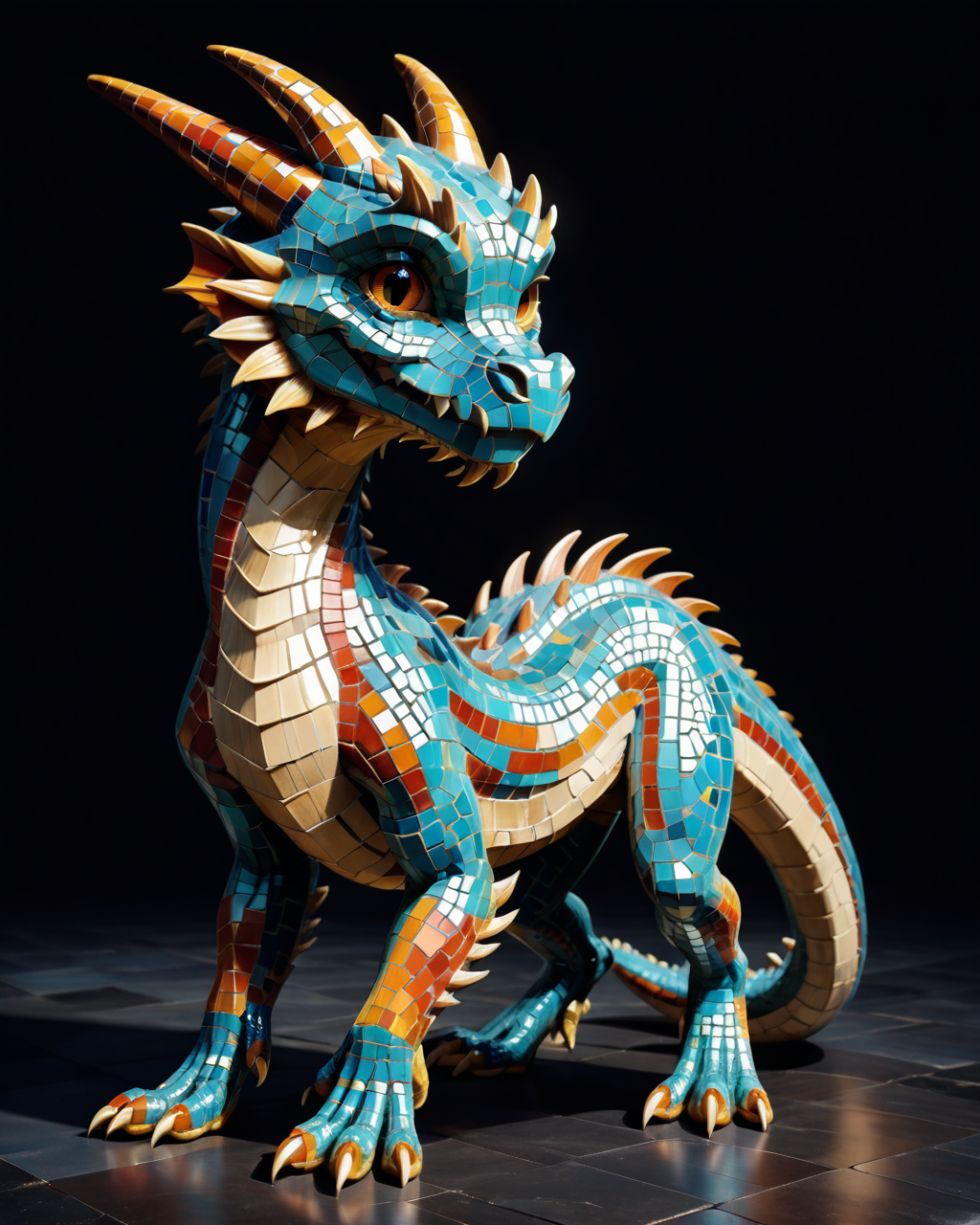 score_9, score_8_up, score_7_up, intricate details, rating_safe,
 <lora:MosaicStyle:1>,
1boy(Mosaic, made from colored stone pieces, 
feral furry, kobold, 
full body, looking at the viewer, solo, smiling), black background, 
<lora:ral-chrosc-clr:0.3>, ral-chrosc-clr,
<lora:xl_more_art-full_v1:0.3>,
<lora:add-detail-xl:0.3>