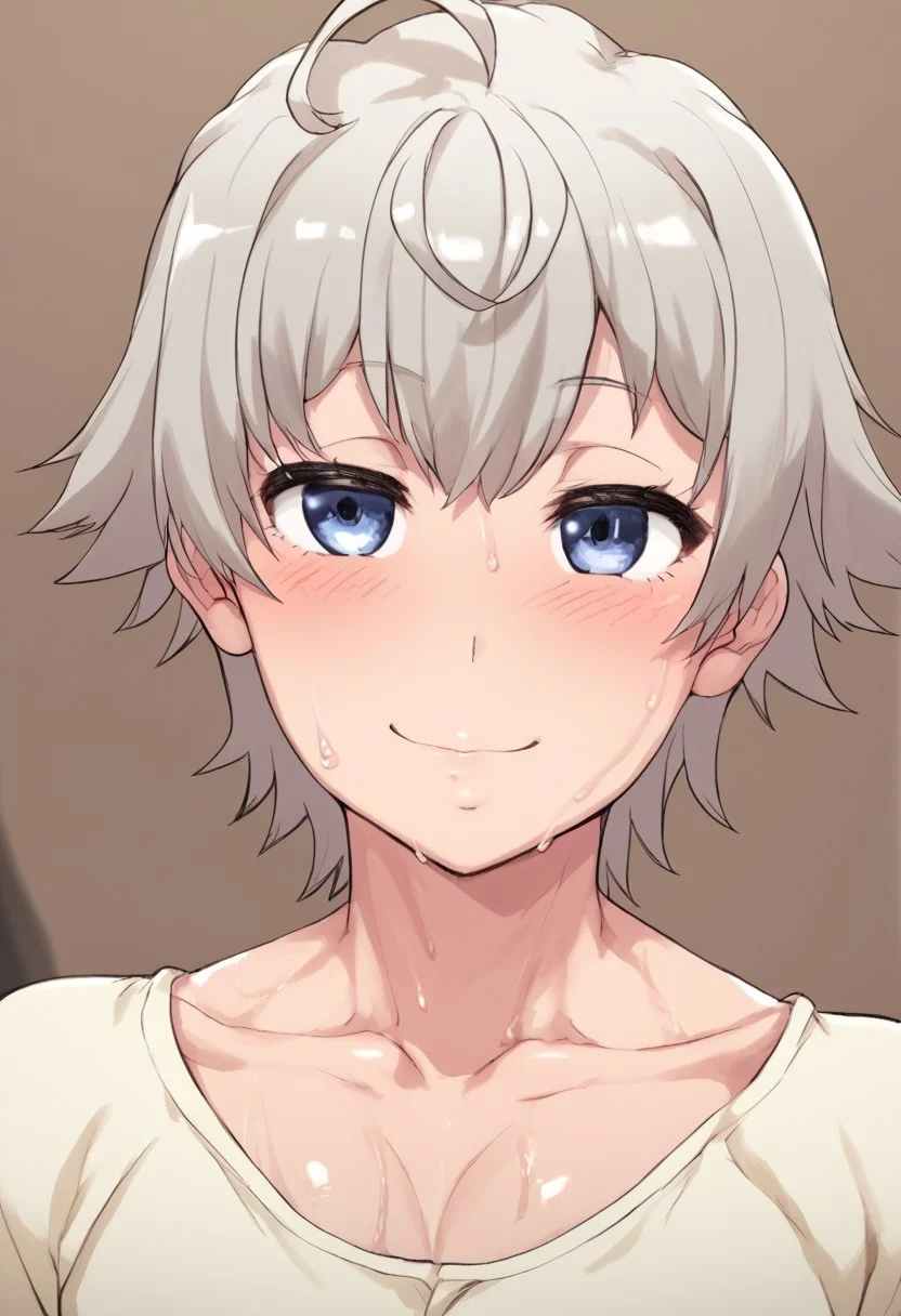 1 femboy, solo,score_9, score_8_up, score_7_up, score_6_up, score_5_up, score_4_up,, ,fake breasts, BREAK score_9, score_8_up, source_cartoon, rating_explicit , zPDXLxxx,fourglass body, perfect face, perfect eyes, beautiful eyes, petite body, massive breast, ((love to see viewer)), clevage, , dynamic angle,apartment, , sweaty, steamy, seductive, detailed face,, ,blush,,gorgeous ,
source_anime, woman,pose, , soft colors, close view, , hot ,
horny, , half-closed eyes, shiny skin, white long
socks, seductive smile,, loved face, erect nipples,saika totsuka, blue eyes, ahoge, grey hair, male focus,