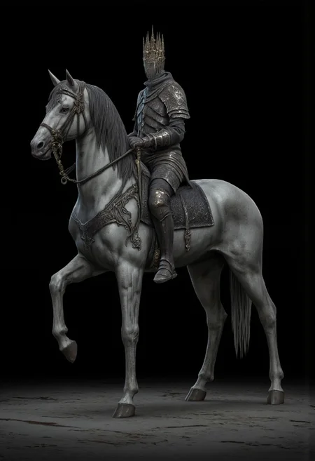 non human Obscure medieval military armored horse without a rider
Standing on a flat ground
Set against a solid dark black color background to emphasize its unsettling unnatural form that emphasizes its silhouette. The medium is not a traditional painting or illustrative medium like watercolor or ink but rather a digital 3D rendering.
MikeFranchinastyle, bbstyle,, horror theme,, ZBClay model of a gray sculpture, zbrush, d4arks0uls