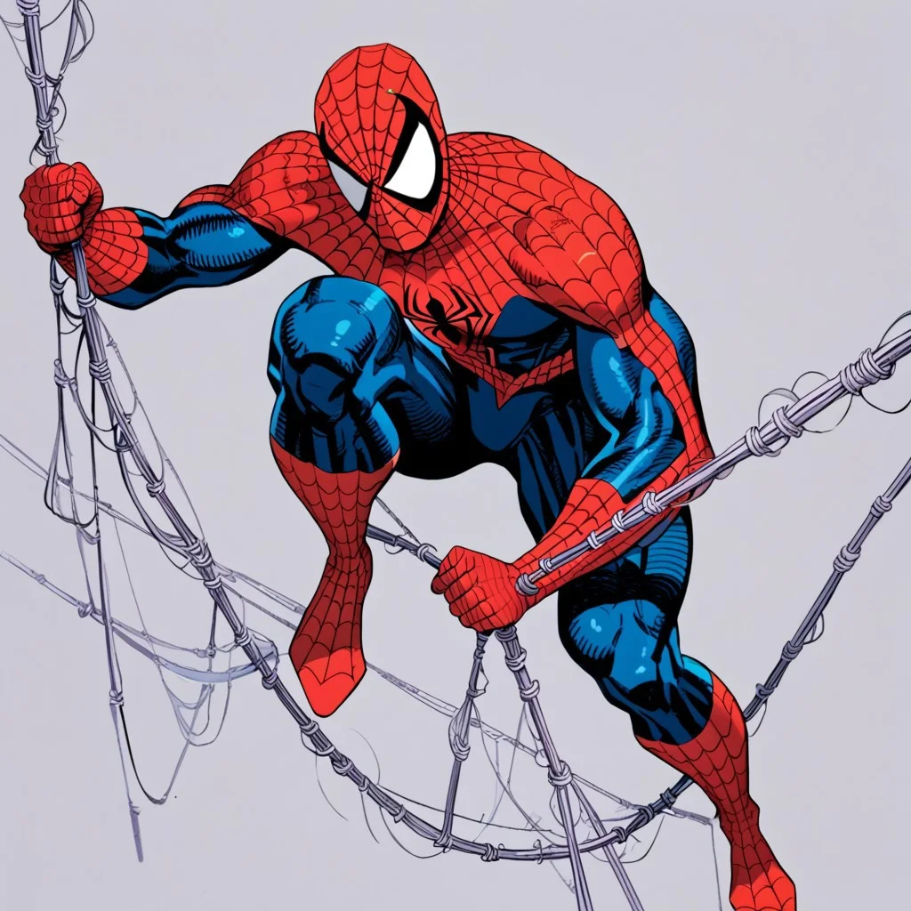 score_9,score_8_up,score_7_up,spider web print, solo, 1boy, , spider-man,male focus, bodysuit, silk, mask, , superhero,holding webline,webline,webswinging
