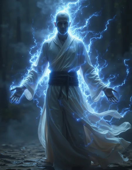 <lora:Aura_Flux-000010:1>,photography of a monk with lightning aura