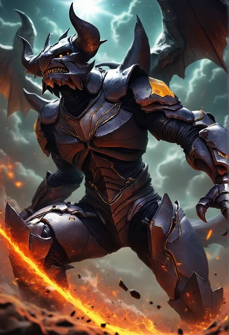 photorealistic, real aesthetic, masterpiece, high quality, Aatrox, action shot, outerspace background, shallow depth of field, detailed background, dynamic angle, volumetric lighting, high resolution