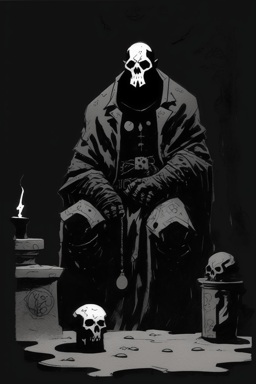 <lora:Mike Mignola Style:1>Mike Mignola Style - mike mignola sketch in a very dark and heavy inky way