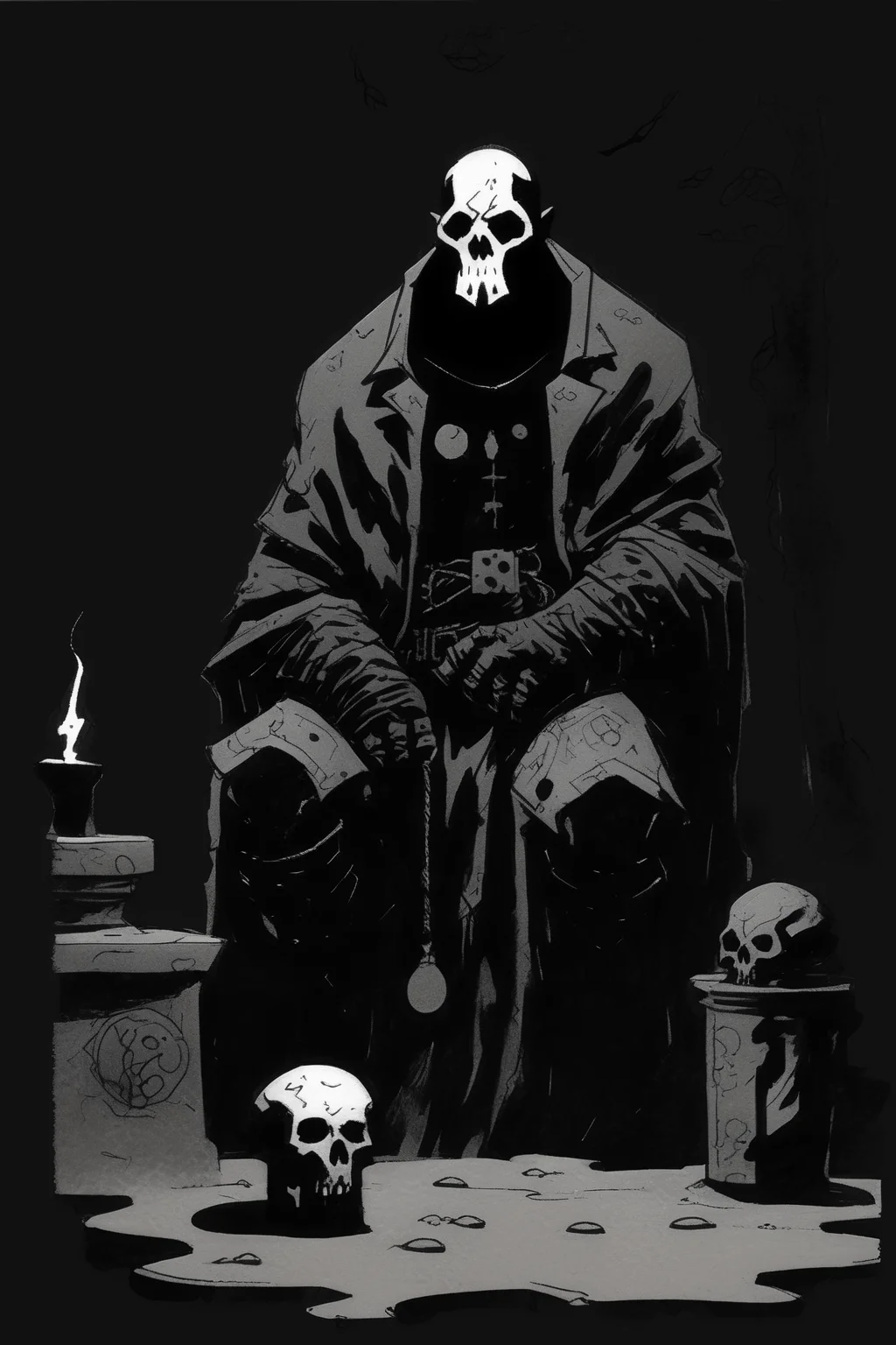 <lora:Mike Mignola Style:1>Mike Mignola Style - mike mignola sketch in a very dark and heavy inky way