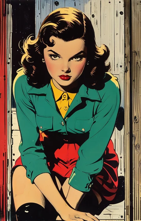 masterpiece,best quality,<lora:tbh369-sdxl:0.6>,illustration,style of Milton Caniff tech genius teenage girl