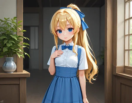 score_9, score_8_up, score_7_up, source_anime, raw phot, masterpiece, extremely detailed, ultra detailed, ultra quality, beautiful detailed, HDR, UHR,
BREAK good anatomy, perfect anatomy, beautiful anatomy, beautiful skin, perfect skin, good skin, ultra detailed eyes, beautiful detail eyes, (ultra quality eyes:0.7), beautiful quality eyes, natural eyes, perfecta eyes, beautiful eyes, good eyes, even eyes, bright eyes,
BREAK beautiful arm, good arm, perfect arm, natural arm,
BREAK beautiful hand, good hand, perfect hand, natural hand,
BREAK beautiful finger, good finger, perfect finger, natural finger, 5fingers on hand,
BREAK <lora:perfection style:0.5>, <lora:detailed:1> perfection style, perfection, perfect, detailed, detailed style, <lora:add-detail-xl:1>
BREAK (cowboy shot:1.5), solo focus, 1girl, standing, crossing arms, in room,
BREAK <lora:blond_hair_girl:0.7> European girl, (childish:2), blond hair, long hair, ponytail, bang, blue eyes, double eyelid, small breasts, <lora:[hand]Fixhands_anime_bdsqlsz_V1:1>
BREAK <lora:kobeya_Pony_v1:0.6> kobeya uniform