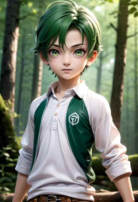 nobu, 1boy, masterpiece, ultra detail, forest, (amber eyes), (shirt), green hair,cowboy shot, long pants, standing,
(masterpiece:1.2), best quality, high resolution, unity 8k wallpaper, (illustration:0.8), (beautiful detailed eyes:1.6), extremely detailed face, perfect lighting, extremely detailed CG, (perfect anatomy),