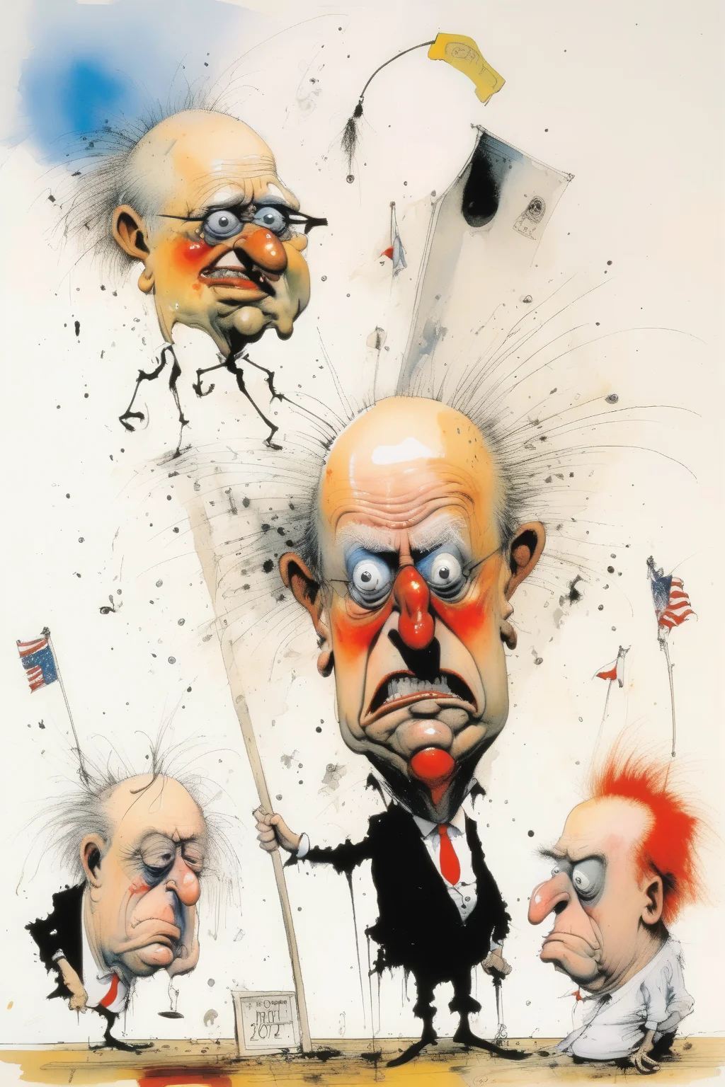 <lora:Ralph Steadman Style:1>Ralph Steadman Style - ralph steadman depicts the 2016 elections