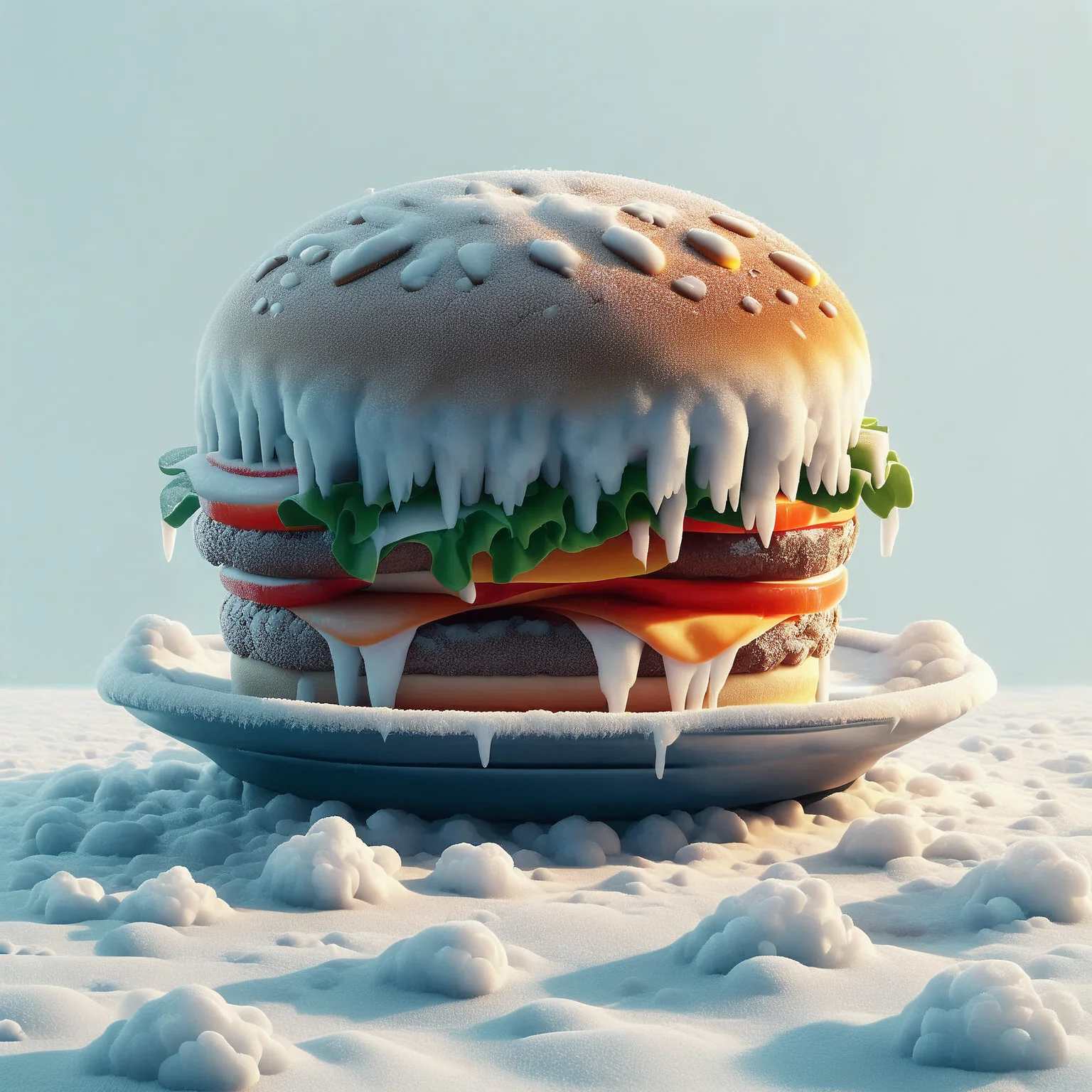 score_9, score_8_up, score_7_up, score_6_up, score_5_up, score_4_up, fr0stwrld, snow, ice <lora:Fr0stWrld4:1> BREAK
simple background, burger, plate