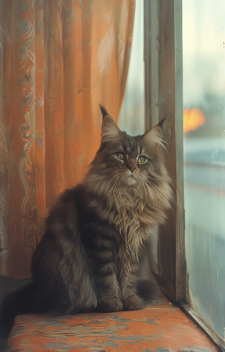 masterpiece,best quality,<lora:tbh156-sdxl:1>,illustration,style of Philip Lorca diCorcia, cute Mainecoon cat