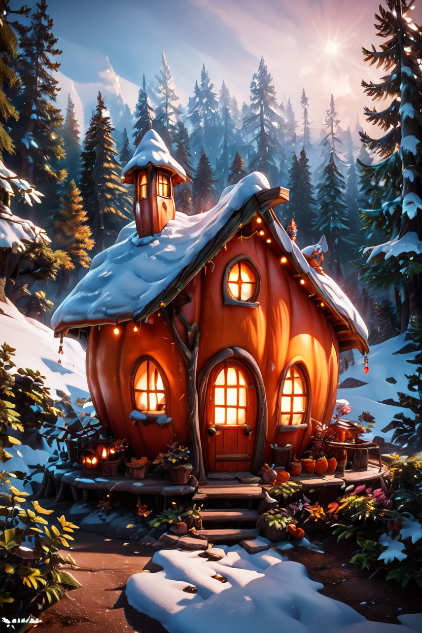 score_9, score_8_up, score_8,  ,,,  zzPumpkinHouse, snow, glowing, pine trees, forest,  ,<lora:PumpkinHouse_PDXL_v1:0.8>,   ,,, smile, looking at viewer,  ,,, embedding:zPDXL, Expressiveh, <lora:CatalystStylePDXL:0.6>,  <lora:SDXLFaeTastic2400:0.5>,  <lora:Expressive_H-000001:0.4>,