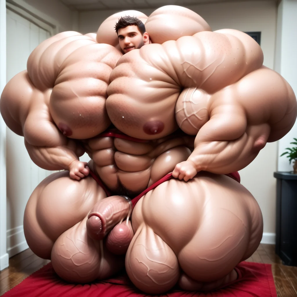 huge body, gigantic body, meatball body, tiny head, micro head, huge traps, gigantic traps, head swallowed by traps, traps over head