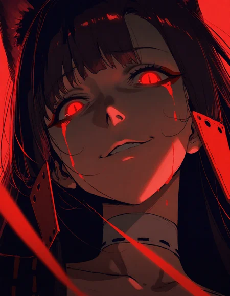 masterpiece,best quality,newest,very aesthetic,absurdres,very awa,highres,(yoneyama mai:0.4),(rella:0.4),(cutesexyrobutts:0.4),(ilya kuvshinov:0.4),newest,year 2024,year 2023,<lora:ponyv4_noob1_2_adamW:0.6>,1girl,mature female,akagi \(azur lane\),brown hair,red eyes,light,dark,portrait,bad end,blood from eyes,horror \(theme\),corruption,tragedy,looking at viewer,determined,badass,glowing eyes,slit pupils,gesugao,shaded face,light smile,limited palette,black background,(monochrome),