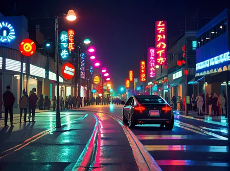 <lora:Aesthetics_Enhancer_pony:0.8>,score_9, score_8_up, score_7_up,BREAK
EnhanceImage,artifical lights, car, sign, neon lights, scenery, multiple boys, night, road, crowd, city