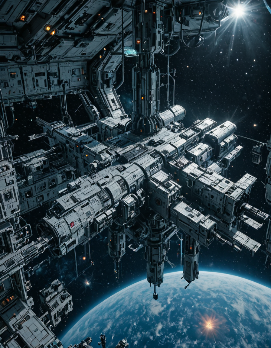 <lora:Space_Stations_ST02_Illusb:0.7> st02, space station, red war paint, lights, illuminated, windows, part of a huge spaceship, far view, in space, nebula