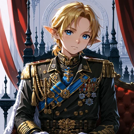 safe_pos, safe_pos, Score_9,score_8_up,score_7_up, Highly detailed, masterpiece, high quality, beautiful, high resolution, good details, 1boy, 1boy, sexy (cute petite boy), source_anime, skinny, aged down, petite, Boy, detailed background, gloves, 

YoungLink, blonde hair, pointy ears,  blue eyes,

, aiguillette, military, uniform, male focus, looking at viewer, white gloves, epaulettes
