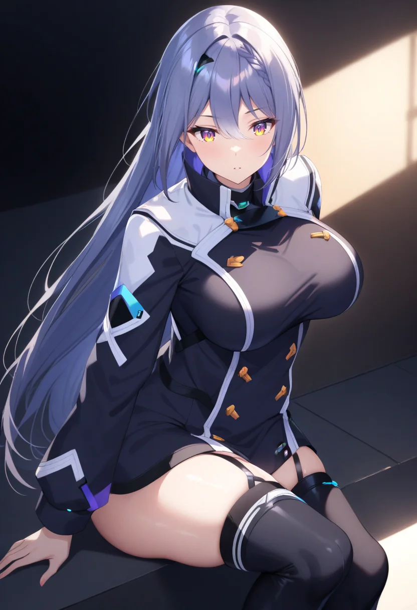 Etra-outfit1,1 girl,overcoat,looking away,looking down,collar,lapels,thigh boots,
looking at viewer,shiny skin,large breasts,parted lips,long legs,
<lora:EtraV3:1>,, cinematic light,masterpiece,best quality,very aesthetic,absurdres,incredibly absurdres,<lora:add_detail:1>,