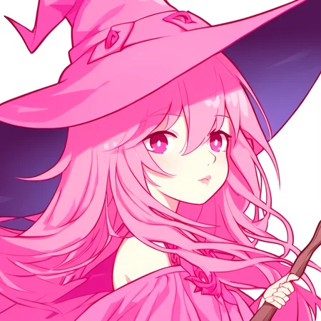 One pink witch girl<lora:head:1>