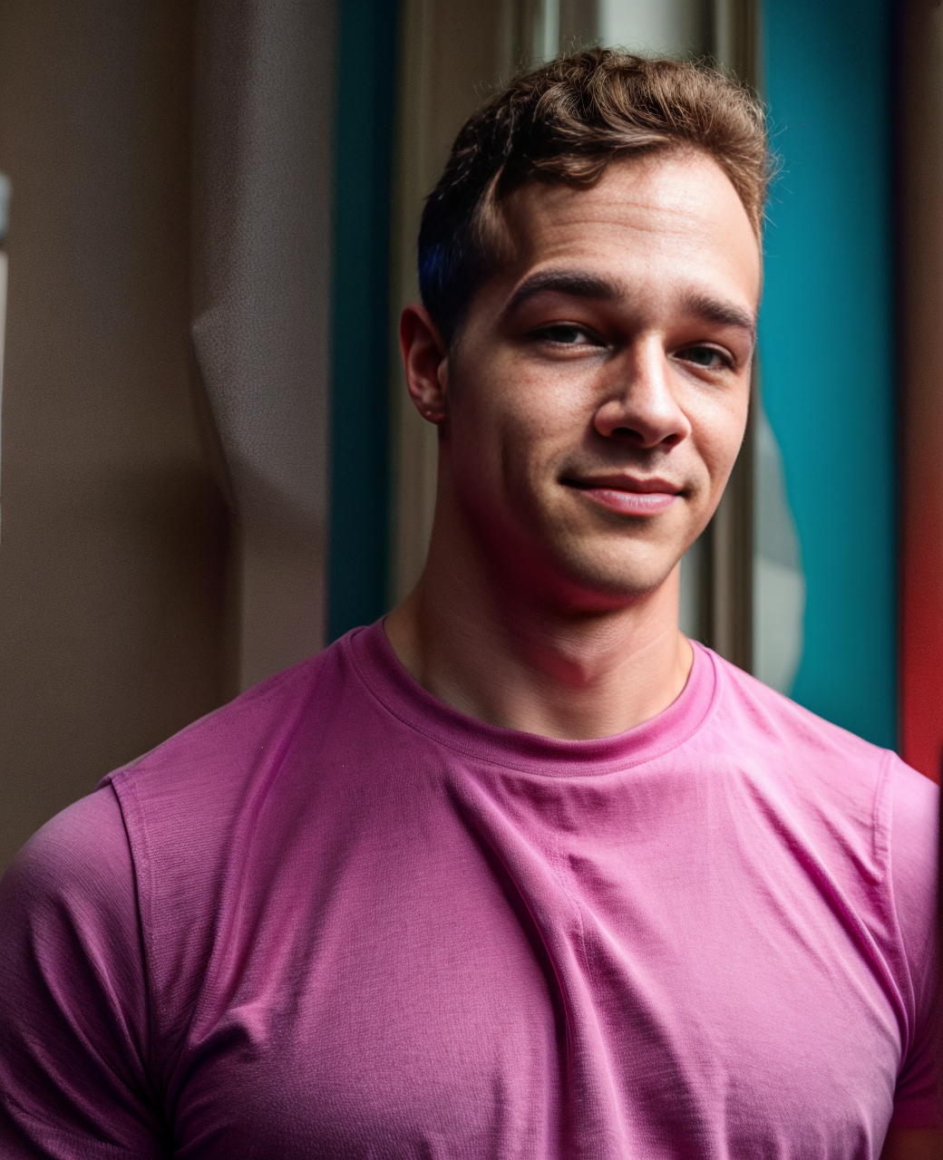 photograph of, 1man, <lora:jaydenmv1:1> jaydenm, frowning, best quality, 4K, masterpiece, detailed, intricate, blue and purple and pink, perfect anatomy, by professional artist, realistic, smirking,
<lora:add_detail:1>, shirt, pants,