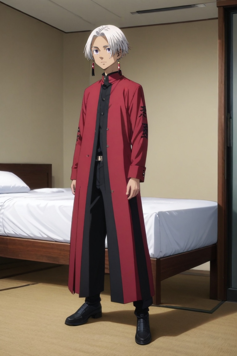 score_9, score_8_up, score_7_up, source_anime, rating_safe, intricate details, semi-realistic, , , 1boy, solo, male focus, <lora:izana_kurokawa_pony:0.92>, izana_kurokawa, white hair, purple eyes, short hair, , , from afar, full body, bedroom, bed, nightstand, dark, (dynamic pose:1.2), giggling, , <lora:sdxl_lightning_8step_lora:1>