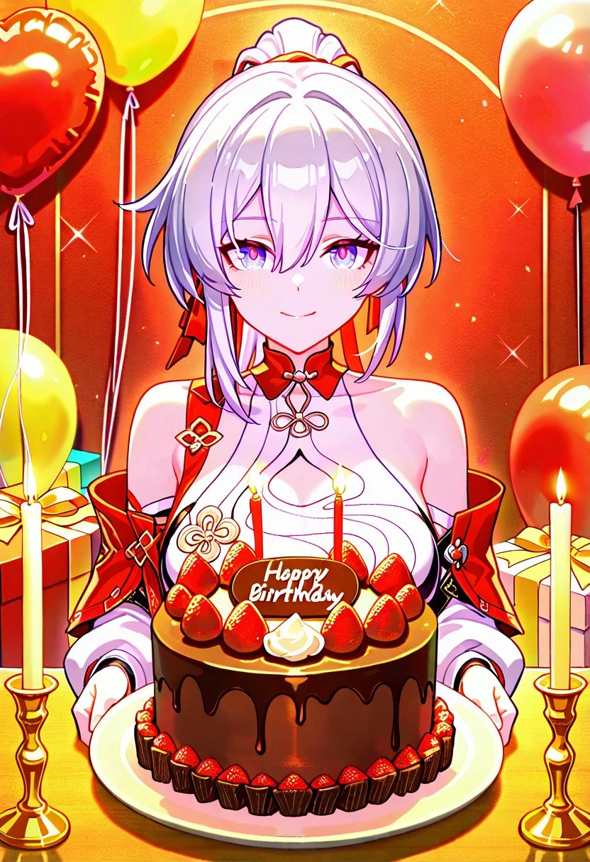 Kiana,
1girl, KiaKaBum,
looking at viewer, happy birthday, solo, birthday, cake, candle, balloon, gift,
masterpiece, best quality, aesthetic, newest,
(honkai impact 3rd, official art, chinese commentary, game cg,:0.8),
(very awa, very aesthetic, masterpiece, best quality, highres, absurdres, :1.2), ARKNIGHTS ELITE