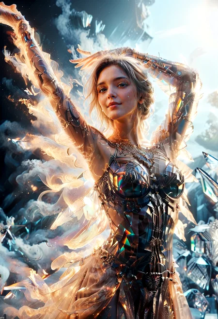 score_9, score_8_up, score_7_up, ultra HD, high quality, amazing quality, high detail, amazing detail, (masterpiece:1.1), Cinematic Lighting, Volumetric Lighting, Post Processing, dynamic angle.
A beautiful woman made of f1r3 and crystal, wearing f1r3 armour, green eyes.
Arcs of light stretching into the clouds, ultra detailed background, high contrast shadows, hard light
score_9, score_8_up, score_7_up, ultra HD, high quality, amazing quality, high detail, amazing detail, (masterpiece:1.1), Cinematic Lighting, Volumetric Lighting, Post Processing, dynamic angle.
A beautiful woman made of 1c3_w1n73r and crystal, wearing 1c3_w1n73r armour, green eyes.
Sunlight, arcs of light stretching into the clouds, ultra detailed background, high contrast shadows, hard light
